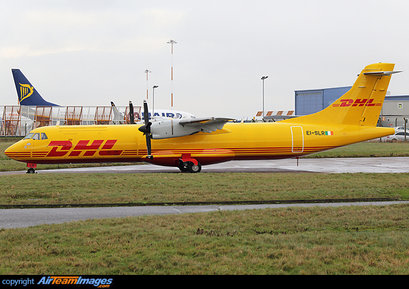 Fresh out of Airbourne Colours is this ATR of ASL Airlines and seen painted up in DHL's full livery. ATR 72-201(F)