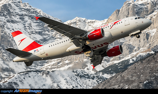new livery with "MyAustrian" titles and "Servus" on the belly Airbus A319-112