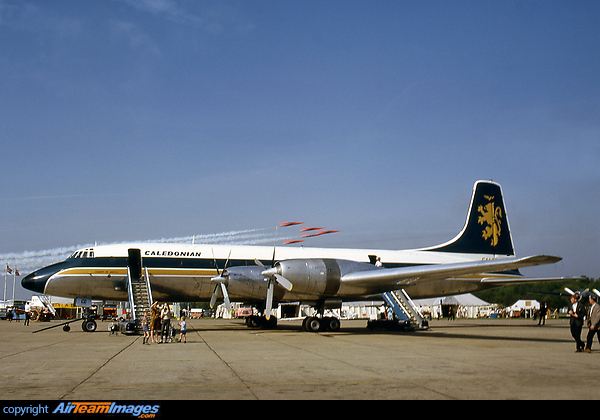 Taken at the 65 Air Fair with the Red Arrows in the background. Bristol 175 Britannia 312