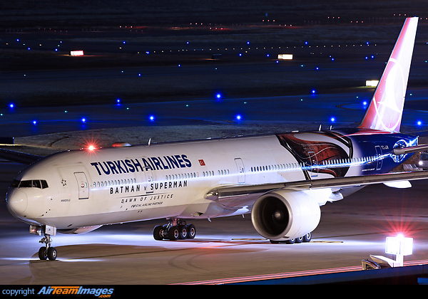 Turkish Airlines Batman v Superman Dawn of Justice logo aircraft. Boeing 777-3F2/ER