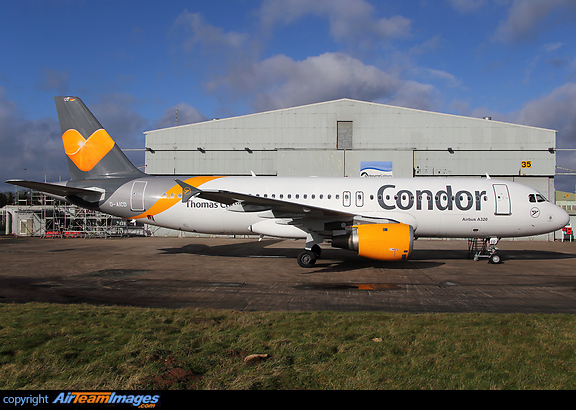 Fresh out of Airbounre Colours paint shop and wearing the new company livery. Airbus A320-212