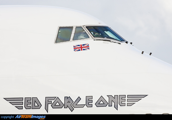 IRON MAIDEN, whose new studio album The Book of Souls, their first for 5 years, was released worldwide on Sept 4, 2015 are taking touring to a new level using a Boeing 747-400 Jumbo Jet (aka Queen of the Skies) for their World Tour starting in Ft.Lauderdale,Florida, USA. Vocalist Bruce Dickinson got his licence to fly the massive four engine jet, which is almost twice the size and over three times the weight of the Boeing 757 used on previous tours in 2008/9/11" Boeing 747-428