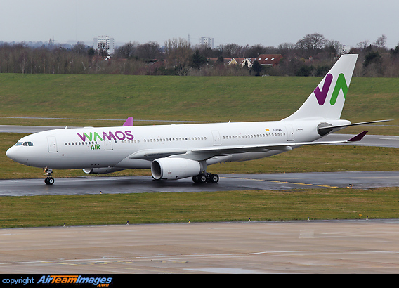 First A330-200 to join Spanish Carrier Wamos Air, seen here returning to Birmingham after conducting a 2 hour test flight after coming out of Air Livery in Manchester Airbus A330-243