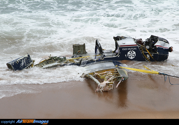 A relatively intact aircraft after the forced landing yesterday, was pounded by the sea overnight. In the morning it looked like this.... On the beach parallel to Virginia Airport. Yakovlev Yak 18T