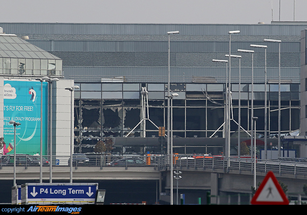 Partial outside view of the departure terminal Brussels Airport Bomb Attack