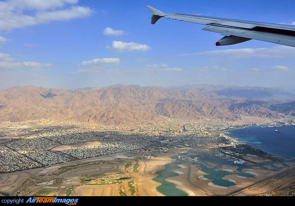 over Akaba city Jordan.few moments before landing land at eilat. Airbus A320-232