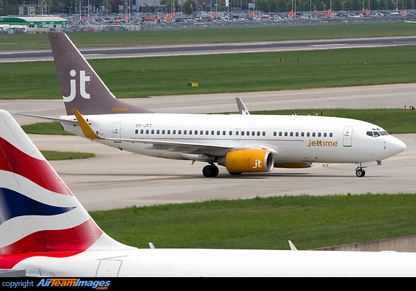 The danish airline Jettime (JTG) will be operating 2 B737-700 aircrafts on a wet-lease for British Airways (BAW) at LHR during summer. Boeing 737-73S