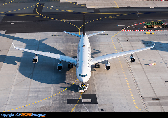 Former Lufthansa aircraft, now operated by Lufthansa Cityline on intercontinental flights on behalf of Lufthansa in Star Alliance livery. Airbus A340-313X