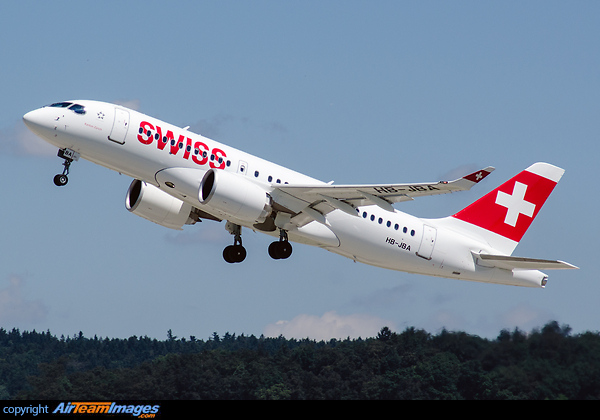 First Swiss C-Series CS100 taking off to Prague on the 2nd day of commercial operations Bombardier CS100