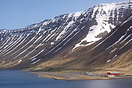 An overview of Isafjordur Airport in northwestern Iceland.  The 1400m ...