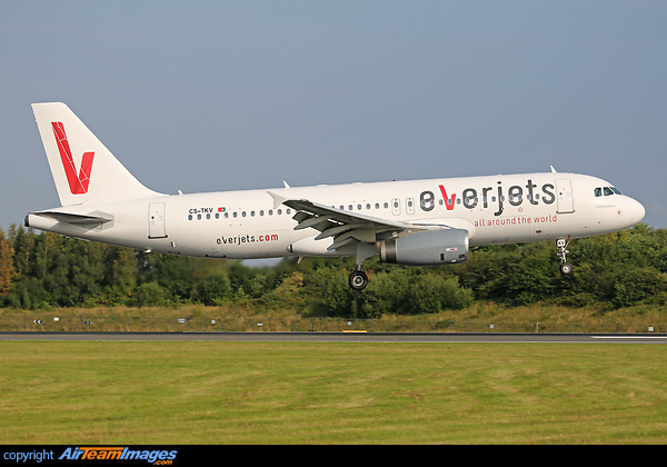 Everjets is operating this Airbus A320 CS-TKV on behalf of Cobalt. Airbus A320-232