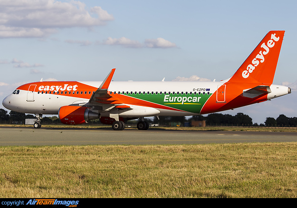 New logo applied showing easyJets partnership with Europcar Airbus A320-214