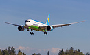 Uzbekistan Airways first Boeing 787-8 Dreamliner on a final approach b...