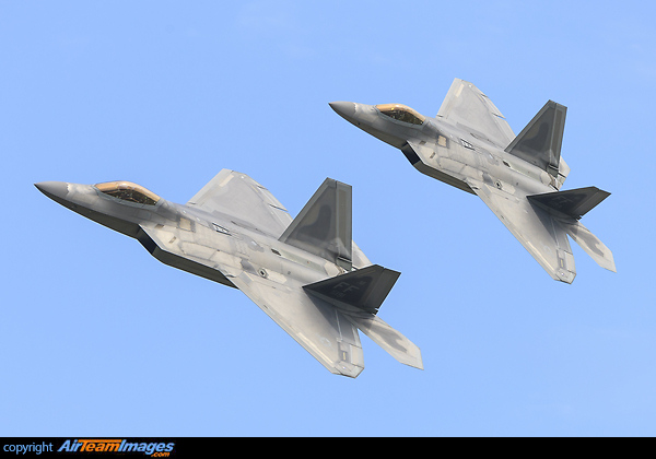 Composite image. Lockheed Martin F-22A Raptors