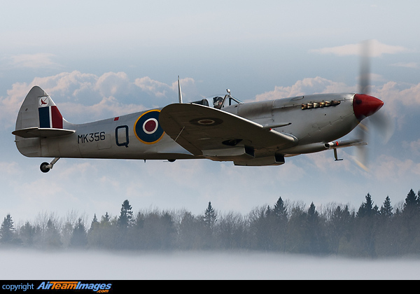 Spitfire Mk LFIXe taking off on a misty evening Supermarine Spitfire LF9C