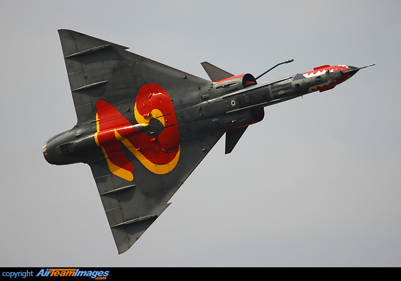 A former South African Air Force Cheetah now used by Denel Aviation for weapons and avionics testing. Africa Aerospace and Defence 2016 Atlas Cheetah B