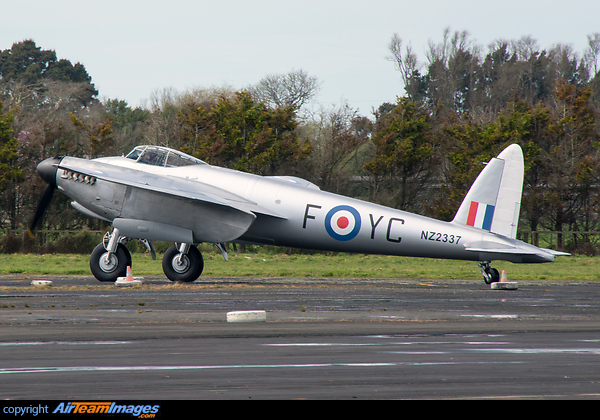 Engine run and taxi trials. Temporary 75 Squadron RNZAF markings. de Havilland Mosquito T.III