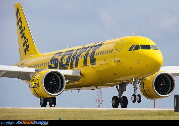 First Spirit Airlines A320-NEO arrives at Fort Lauderdale at the end of its delivery flight from Airbus Industries. Airbus A320-271N