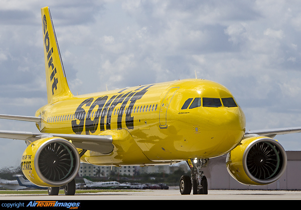 First Spirit Airlines A320-NEO arrives at Fort Lauderdale at the end of its delivery flight from Airbus Industries. Airbus A320-271N