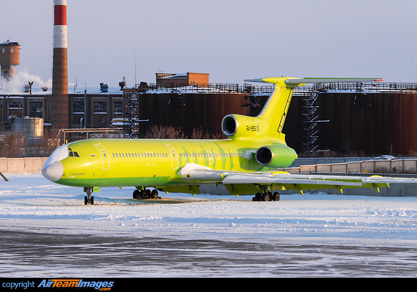 Basic S7 colour schemes, but small Moskovia titles. It is not clear, if the aircraft ever operated for Moskovia. Aircraft storage, engines removed Tupolev Tu-154M