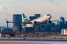 Rotating in front of the Calgary skyline.