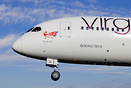 Closeup head shot of the Virgin Atlantic's 787-9 long haul dreamliner