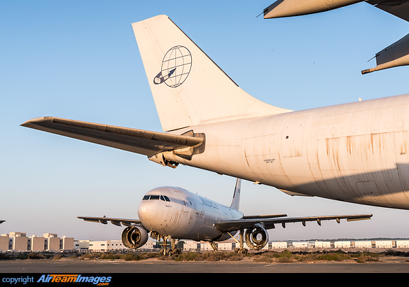 Tail of A6-MDD in the foreground, in the background is sistership "Midex 3" A6-MDC with its engines removed. Airbus A300B4-203(F)