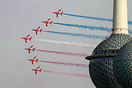 RAF Red Arrows performing in Kuwait next to the country's most iconic ...