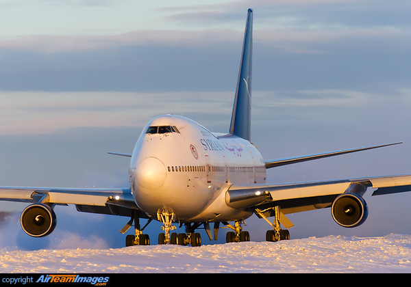Syrian Boeing 747SP YK-AHB taxi for departure in glorious golden winter sunset light at Sheremetyevo International airport Boeing 747SP-94
