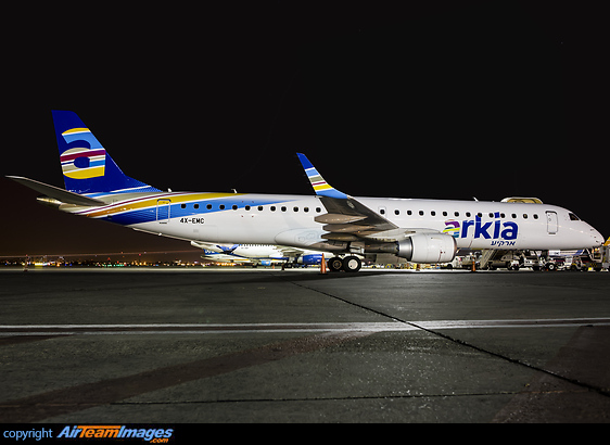 First aircraft in the new Arkia paint scheme Embraer ERJ-195AR