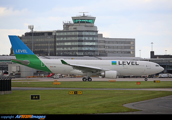 Level is a new airline established by International Airlines Group (IAG), and will initially operate two Airbus A330 aircraft on long haul flights from Barcelona. The first aircraft has been painted at Manchester by Air Livery. Airbus A330-202
