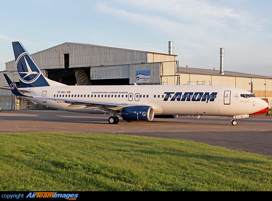 First 737-800 for Romanian Airline TAROM seen here departing from Airbounre Colours from which it gained its new livery. Boeing 737-82R