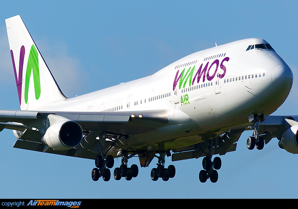 Operating a charter from Madrid bringing in Spanish football fans Boeing 747-412