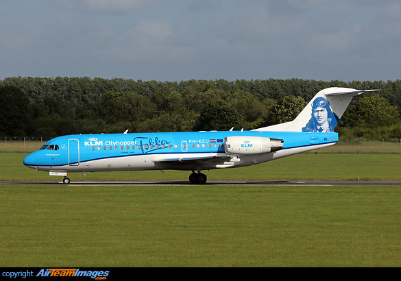 First visit of KLM's newly painted Fokker 70 which features a portrait of Anthony Fokker on the tail for the retirement of the Fokker 70. Fokker 70