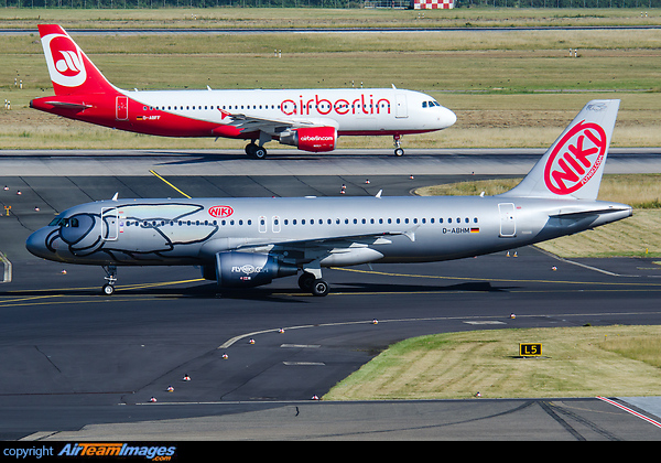 Niki has recently transfered all of their Airbus A320 to Air Berlin while Air Berlin transfered their Airbus A321 fleet mostly to Niki in preperation of the - now cancelled - jointventure between Niki, TUI and Etihad to form a new leisure carrier Airbus A320-214