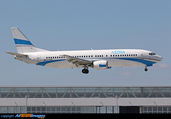 Leased from Cargo Air and still in basic Enter Air colors. Boeing 737-46J
