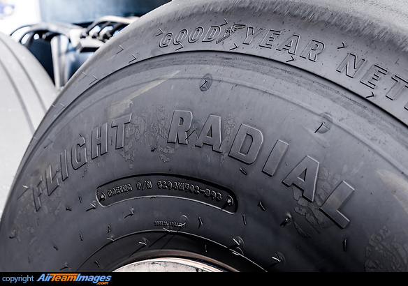 Close-up of the tyre. Boeing 777-FBT