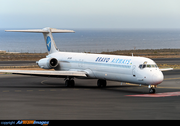 Rare visit of this old MD-83 of the Ukrainian company Bravo Airways, for the first time in the Tenerife south airport. McDonnell Douglas MD-83