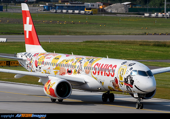 Painted in a special livery dedicated to Romandy which is the French-speaking part of western Switzerland Airbus A220-300