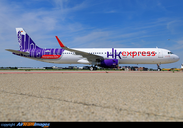 Latest addition for Hong Kong Express - Wearing Airbus registration D-AVXD after a paintjob by MAAS Aviation Maastricht. Airbus A321-231