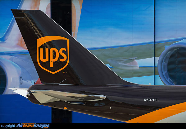 UPS first Boeing 747-8F tail starboard side Boeing 747-84AF