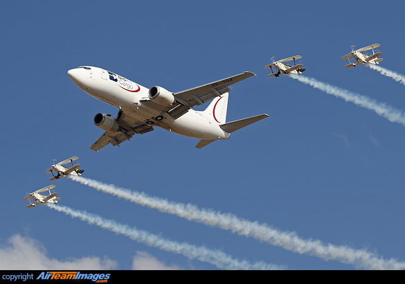 Seen at the Bethlehem Air Show 2017 in formation with the Goodyear Eagles Aerobatic Team of Pitts Specials. Boeing 737-341(SF)