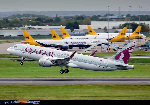 Following Monarch Airlines entering administration on 2nd October 2017, several of Qatar Airways' A320s are being utilised for repatriation of their customers Airbus A320-214