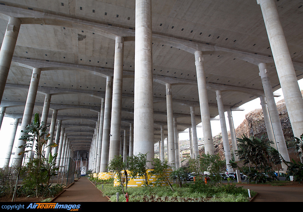 Under the massive runway 23 structure (now a sports center) Madeira Airport Runway
