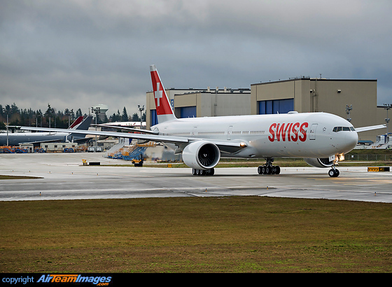 Swiss Air's latest Boeing 777-300ER on her delivery flight to Zurich, Switzerland Boeing 777-3DE/ER