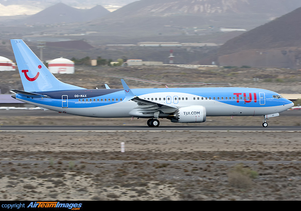 First commercial visit to Tenerife South of the new Boeing 737 MAX from TUI Belgium. Boeing 737-8 MAX