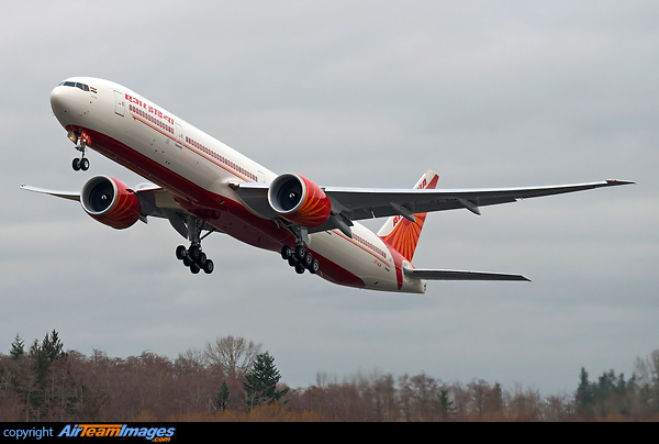 Air India's latest Boeing 777-300ER rotating on her delivery flight to New Delhi, India Boeing 777-337/ER