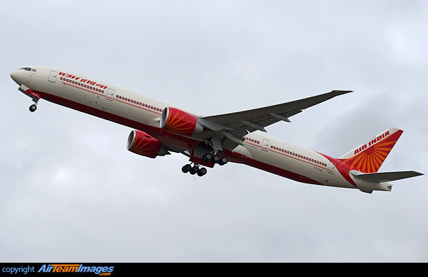 Air India's latest Boeing 777-300ER rotating on her delivery flight to New Delhi, India Boeing 777-337/ER