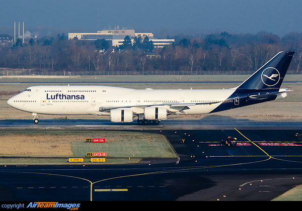 a Jumbo in new Lufthansa colours on a promotional tour around Germany stopping by in Dusseldorf airport after a low approach in Cologne Boeing 747-830