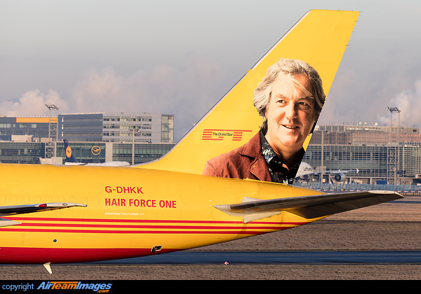 Hair Force One special tail scheme featuring James May of "The Grand Tour" Boeing 757-28A(PCF)